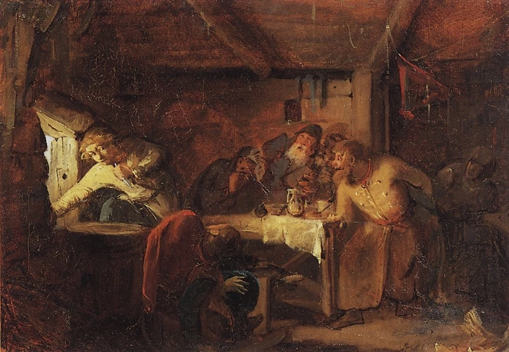 Fuga di Grigory Otrepyev dalla locanda al confine lituano - Tretyakov Gallery, Moscow